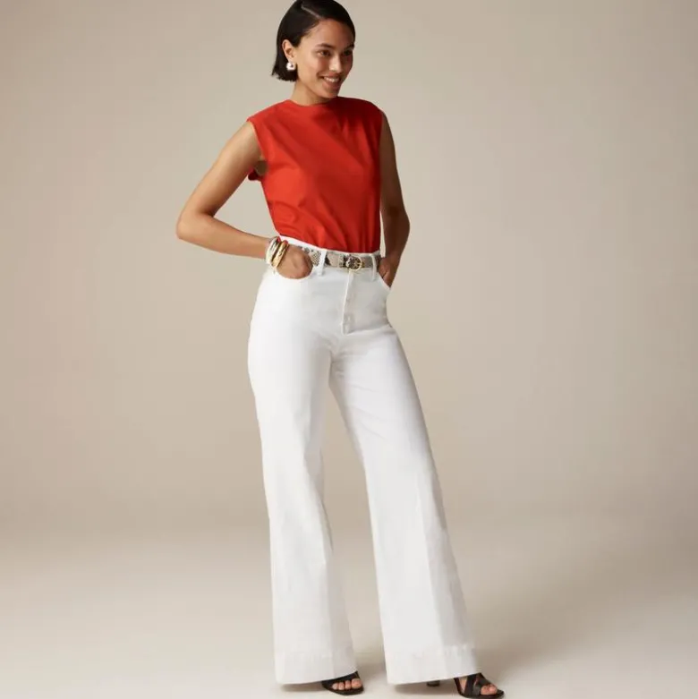 Wide-leg denim trouser in white