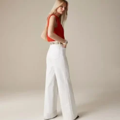Wide-leg denim trouser in white