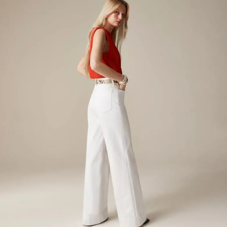 Wide-leg denim trouser in white