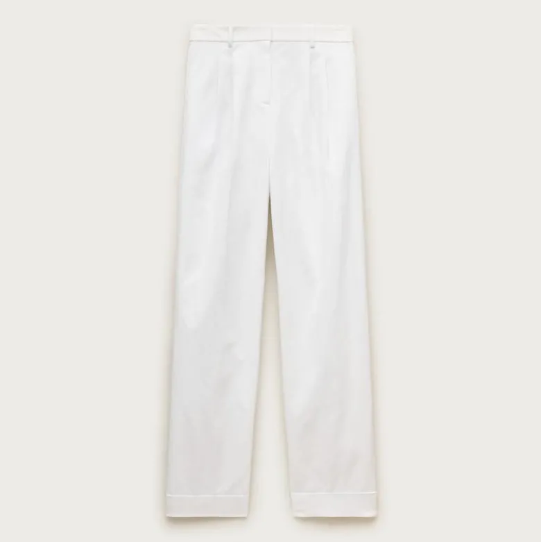Wide-leg pleated pant