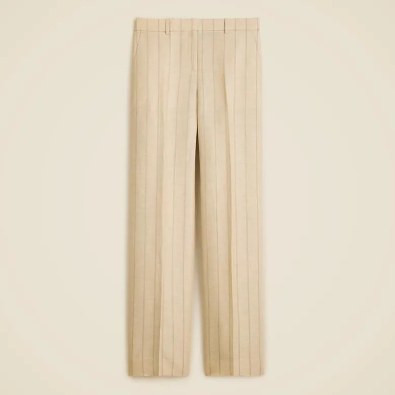 Wide-leg trouser in striped linen blend