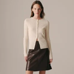 Wide-rib cashmere cardigan