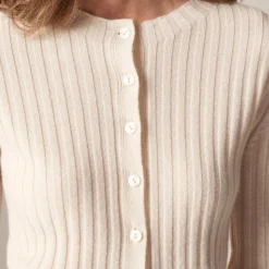 Wide-rib cashmere cardigan