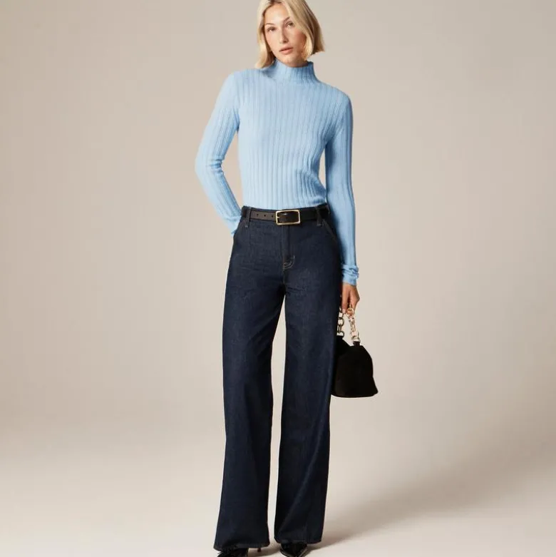 Wide-rib cashmere turtleneck sweater