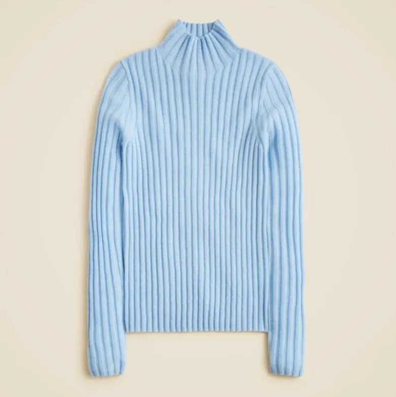Wide-rib cashmere turtleneck sweater