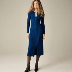 Wide-rib sweater-dress in merino wool blend