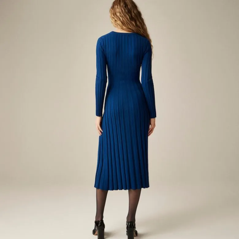 Wide-rib sweater-dress in merino wool blend