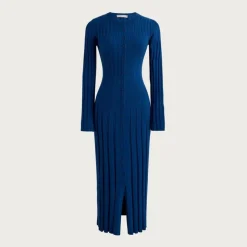 Wide-rib sweater-dress in merino wool blend