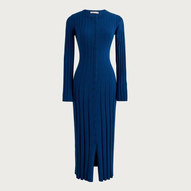 Wide-rib sweater-dress in merino wool blend