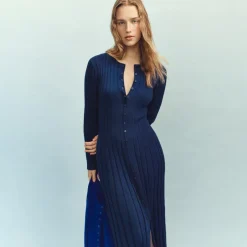 Wide-rib sweater-dress in merino wool blend