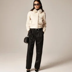 Wool-blend flight jacket with faux-fur collar