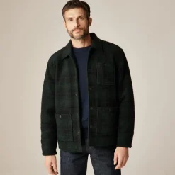Wool-blend sherpa fleece coverall jacket