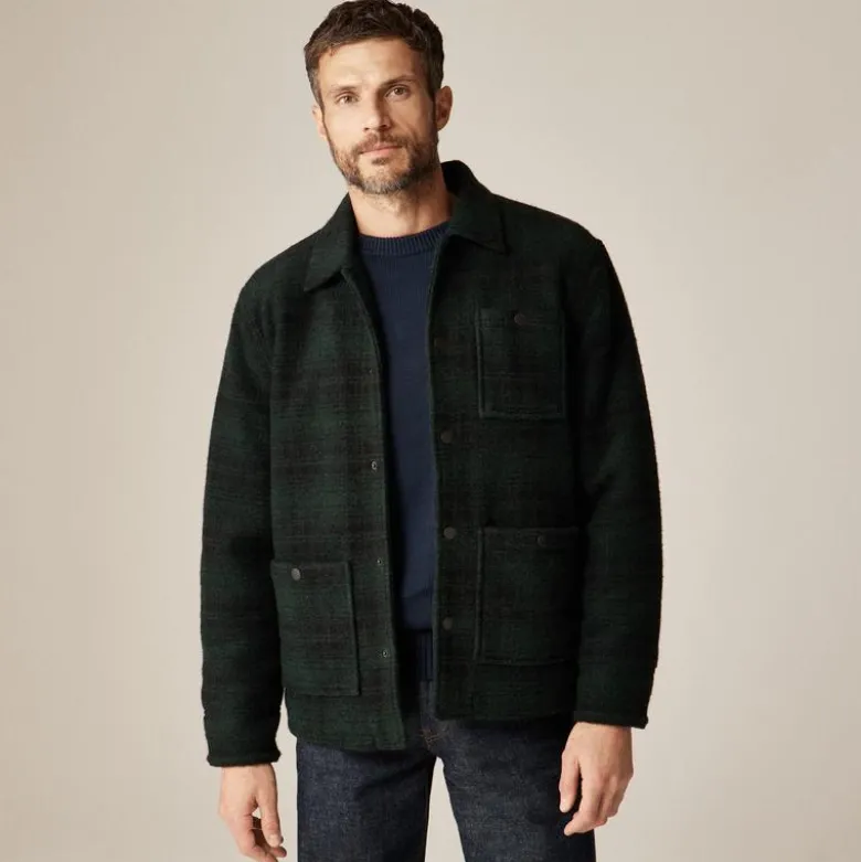 Wool-blend sherpa fleece coverall jacket