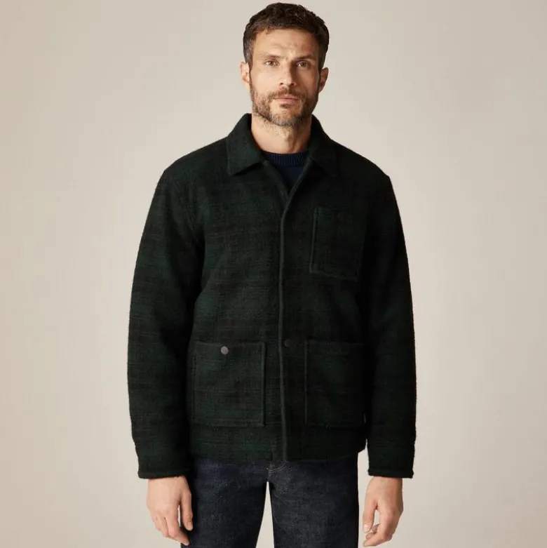 Wool-blend sherpa fleece coverall jacket