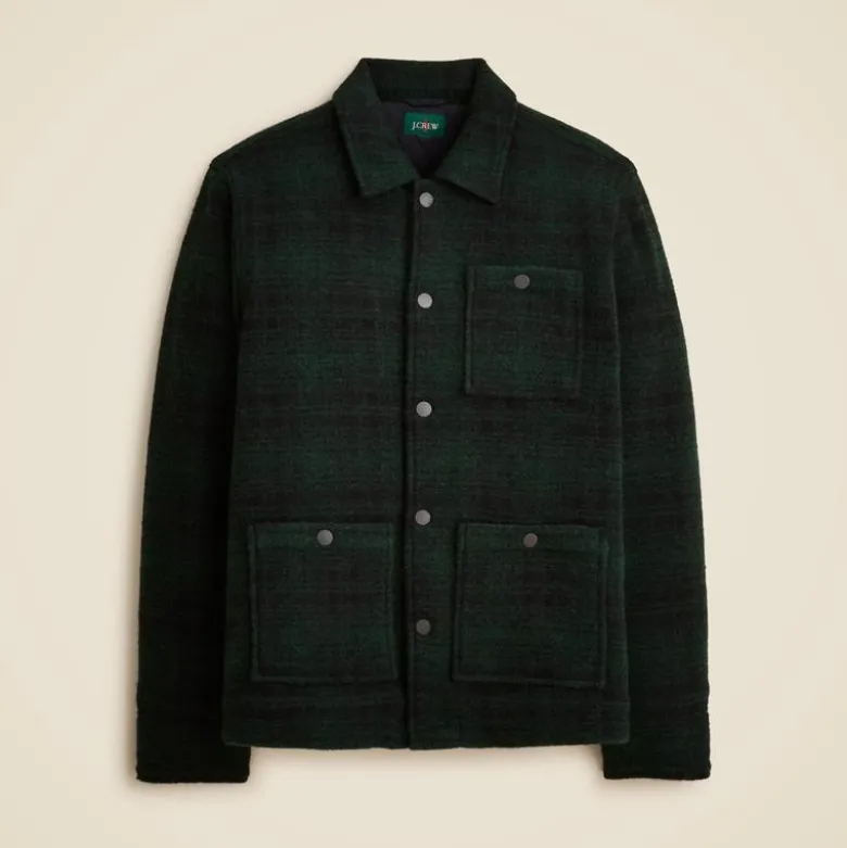Wool-blend sherpa fleece coverall jacket
