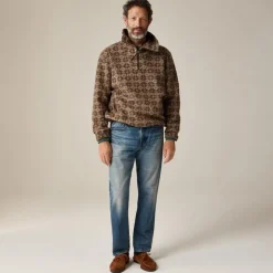 Wool-blend sherpa fleece quarter-zip pullover