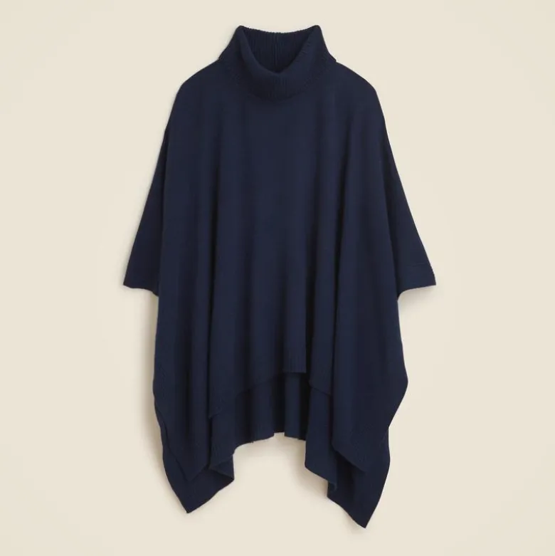 Wool-cashmere blend turtleneck poncho