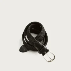 Woven elastic belt with round buckle