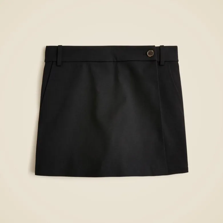 Wrap-front skort in bi-stretch cotton blend