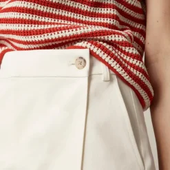 Wrap-front skort in bi-stretch cotton blend