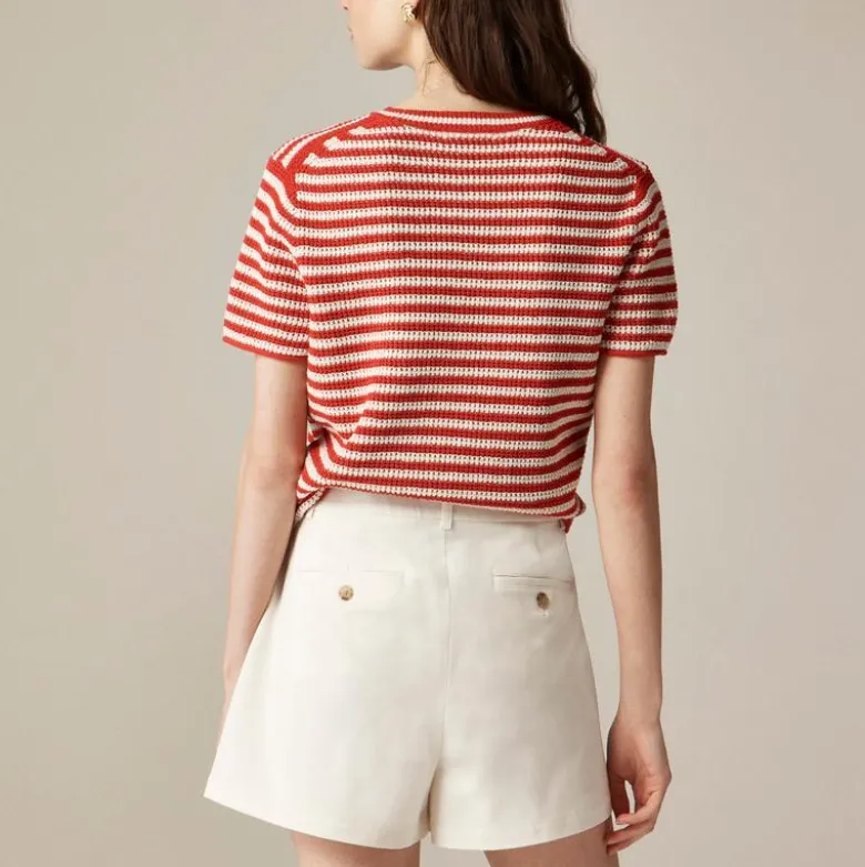 Wrap-front skort in bi-stretch cotton blend
