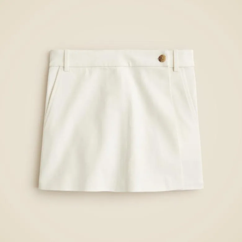 Wrap-front skort in bi-stretch cotton blend