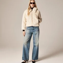 Zip-up jacket in textured faux fur