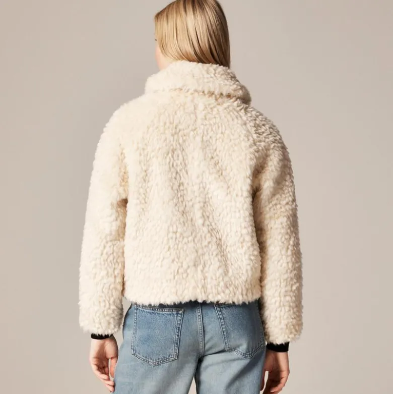 Zip-up jacket in textured faux fur