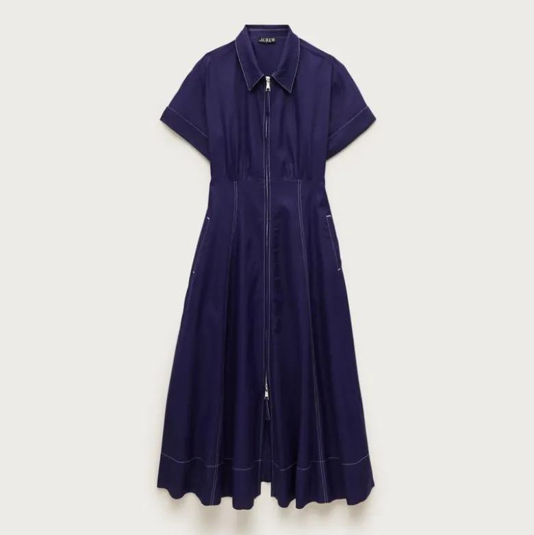 Zip-up shirt-dress in Gramercy linen blend
