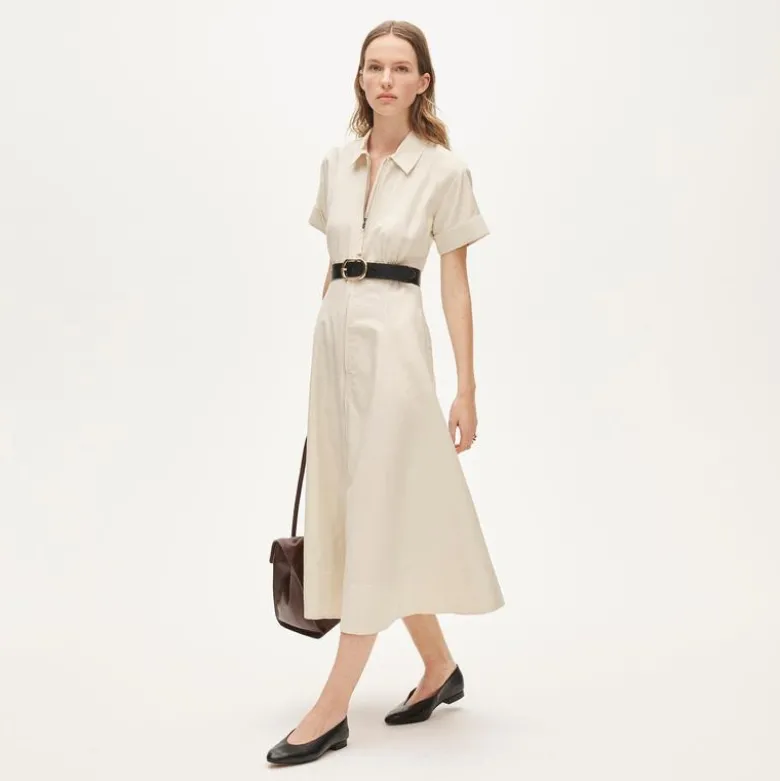 Zip-up shirt-dress in Gramercy linen blend