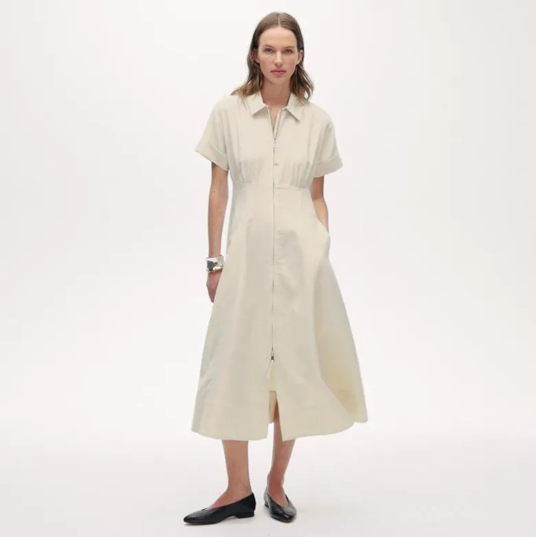 Zip-up shirt-dress in Gramercy linen blend