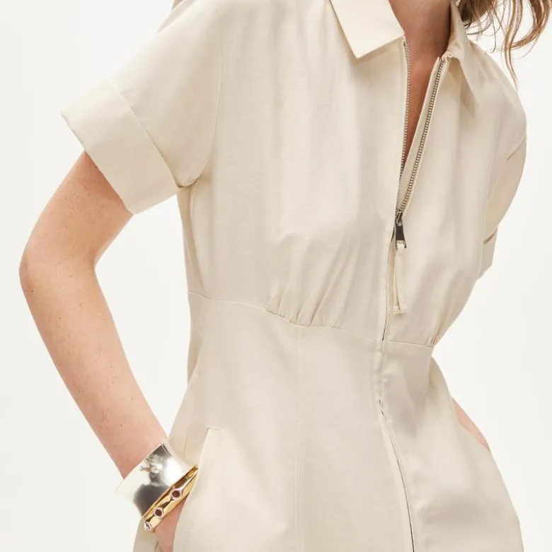 Zip-up shirt-dress in Gramercy linen blend