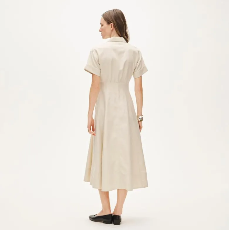 Zip-up shirt-dress in Gramercy linen blend