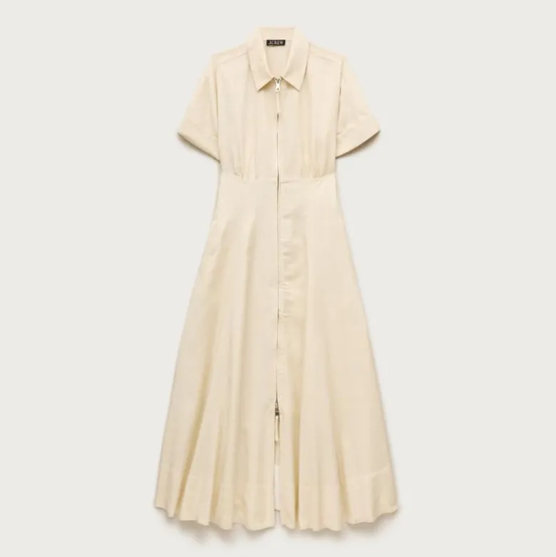 Zip-up shirt-dress in Gramercy linen blend